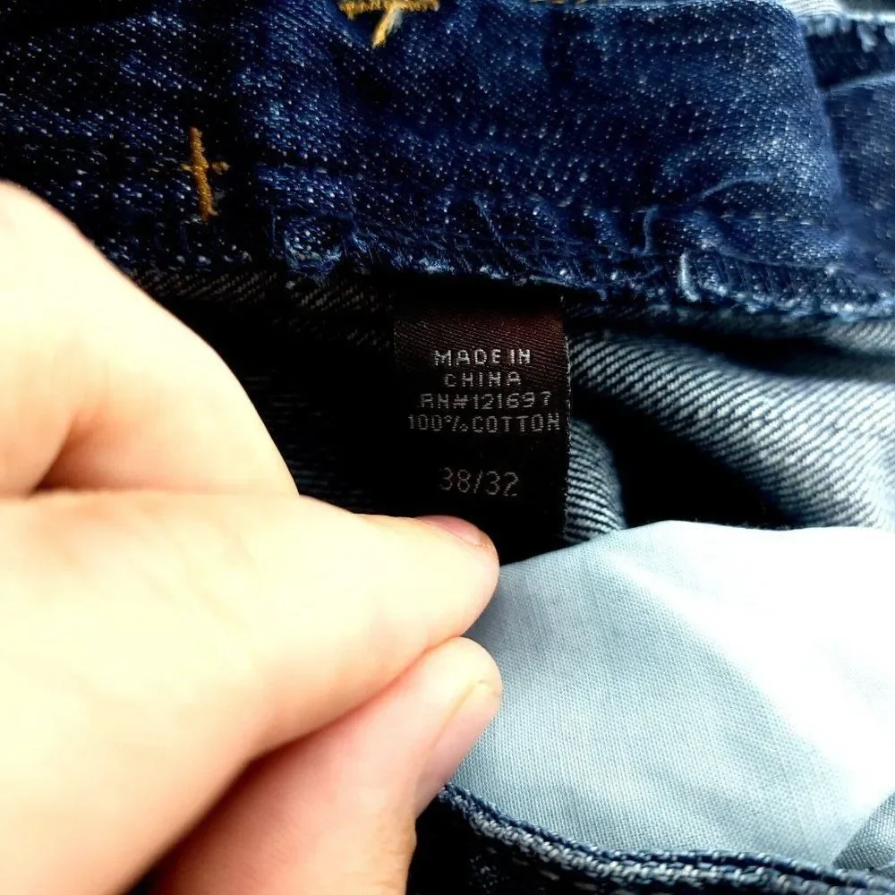 Bill‎ Blass Blue Denim Whiskering Stone Wash Mid Rise Jeans 38/32